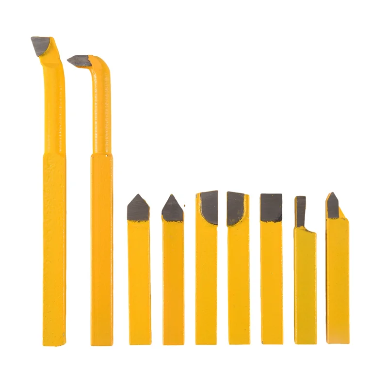 

ABJY-9Pcs/Set YW1 Carbide Brazed Tip Tipped Lathe Cutter Tools 8X8mm Shank High Hardness Turning Milling Welding Bit