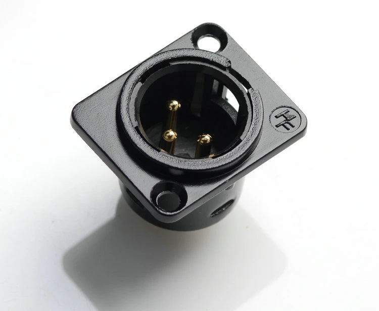 HF231 Black Gold Cannon seat Caron terminal three-core socket small square seat j3p male head seat 3PIN