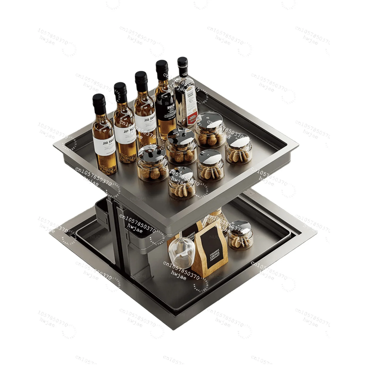 Kitchen Furniture Hardware Accessories Kitchen Cabinet Storage Organizer Two Layer Electric Lifing Base Cabinet Baseket