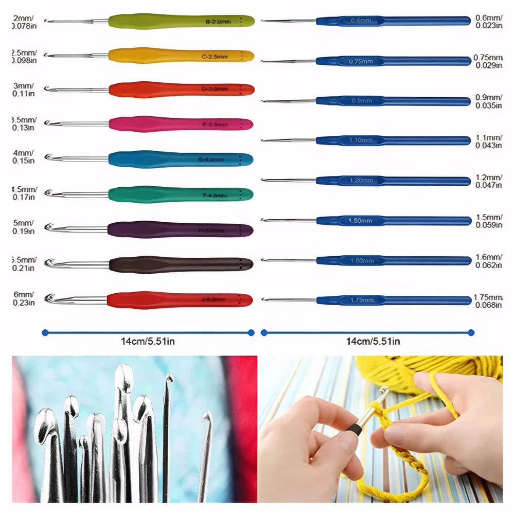 67Pcs Crochet Hooks Kit with Case Crochet Yarn Set Colorful Crochet Needles Weave Yarn Kit Ergonomic Handle for Crochet Lovers