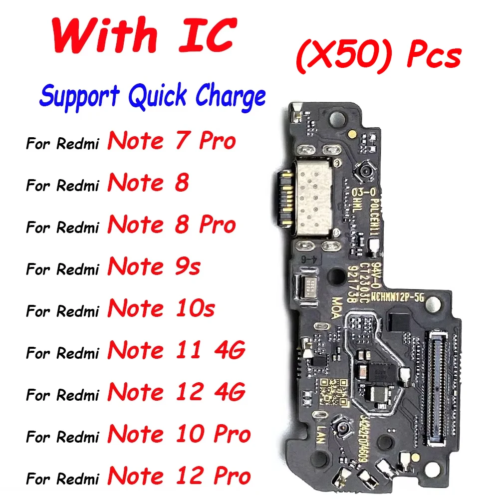 

50 шт., USB-порт для зарядки, гибкий кабель, разъем для Xiaomi Redmi Note 10 Pro 10s 11 11s Pro 4G 5G 12, микрофонный модуль