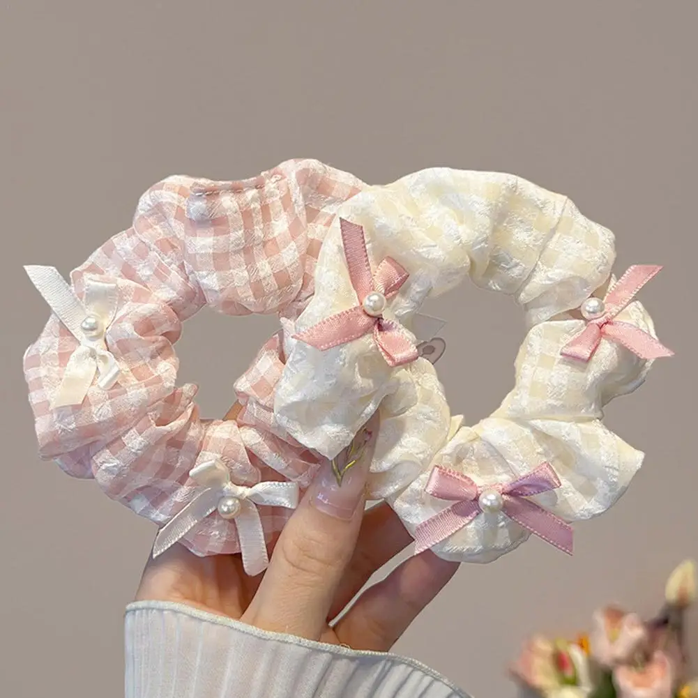 Ponytail Holder Bowknot Hair Tie Hair Oversized Pleated Sweet Hair Rope Wrinkle Scrunchies Handmade Hair Accessories New