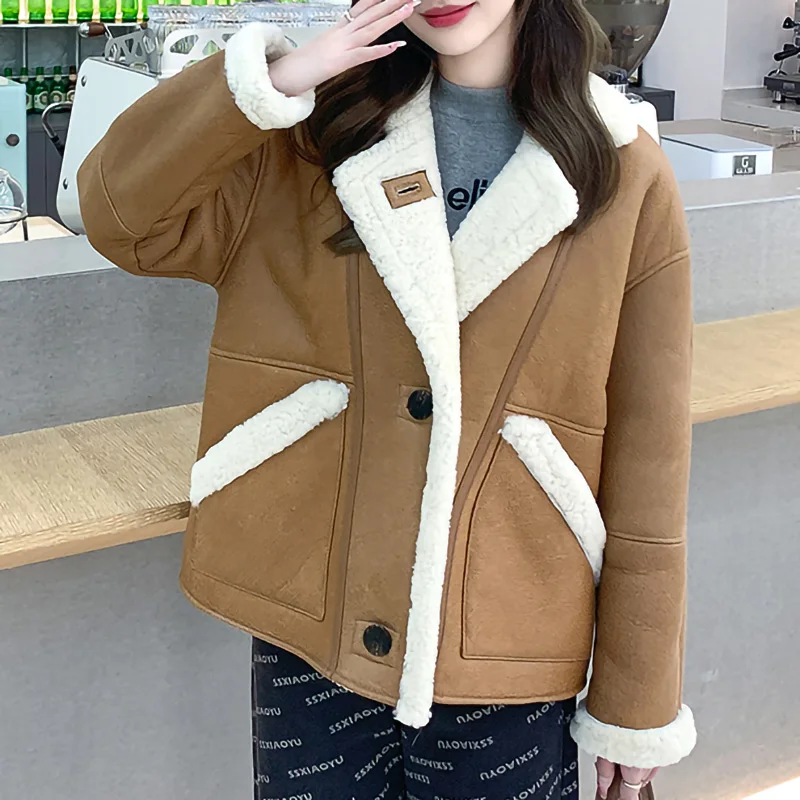 Women Genuine Sheepskin Leather Coats 2023 New Winter Warm Merino Shearing Fur Coats Fur Lining Jacket Fashion Overcoat ZJN5182