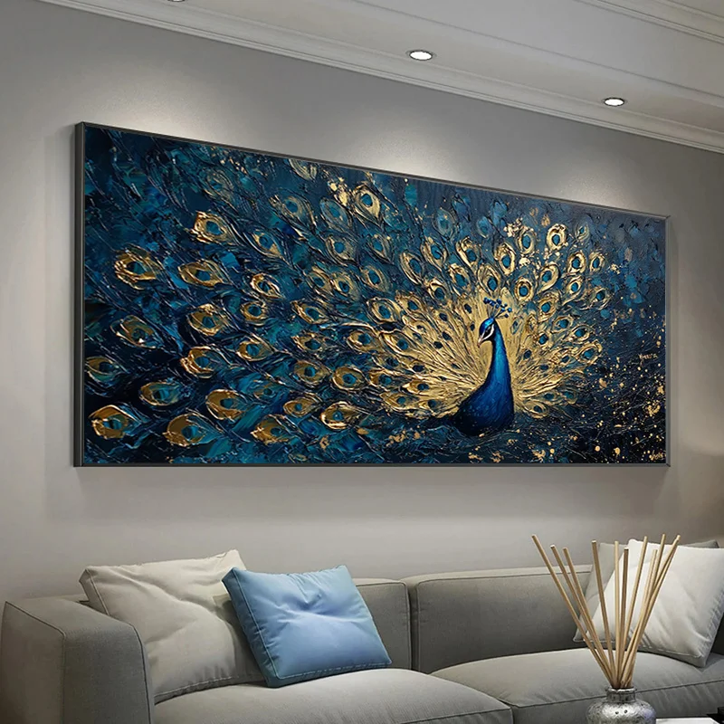 

1pc Elegant Peacock Canvas Art Frameless Modern Abstract Wall Decor, for Living Room, Bedroom, No Frame Required, Peacock Decor