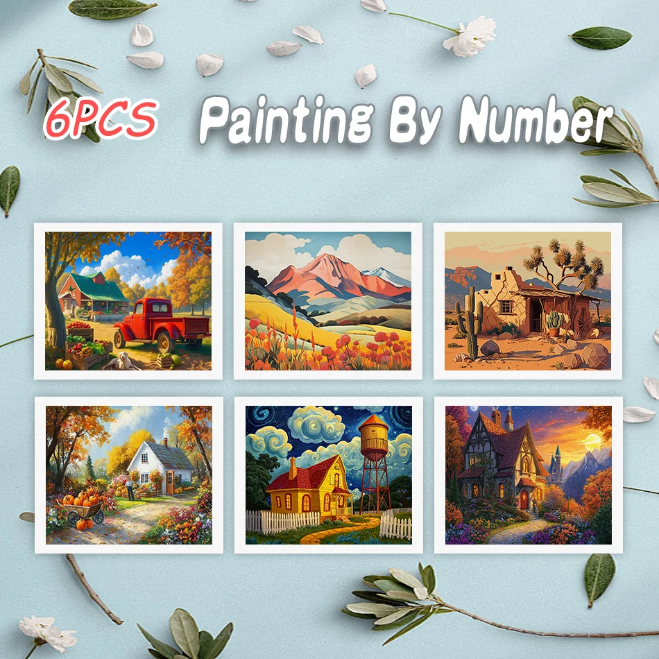 6pcs Oil Painting By Numbers Harvest Pumpkin Acrylic Paint Paintings HandPainted Art For Living Room By Numbers Acrylic Kits