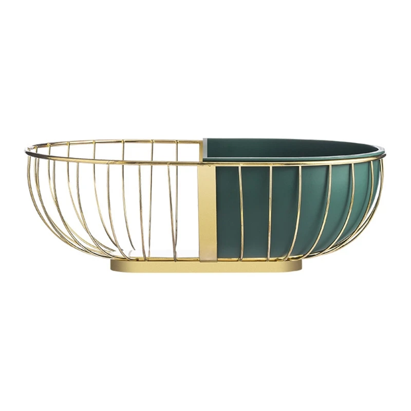 ยุโรป Wrought Iron ตะกร้าผลไม้ลวดโลหะ Hollow Out ท่อระบายน้ำชามจานขนม