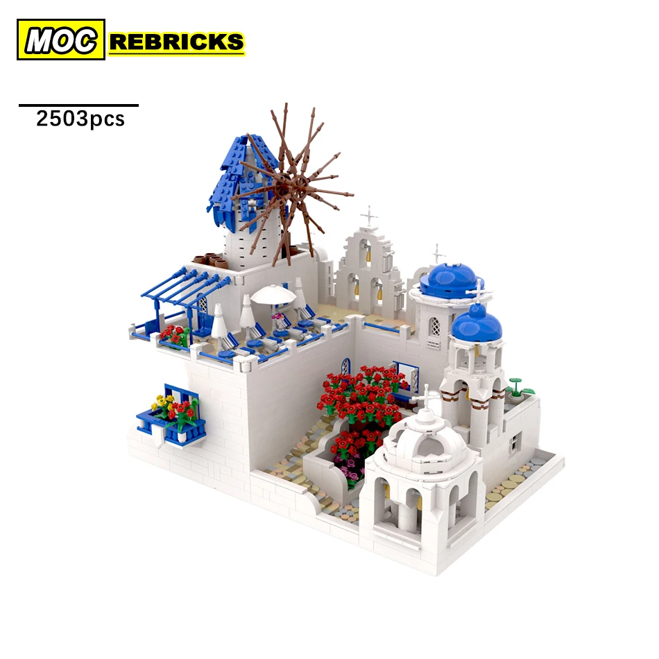 

Street View Architecture Series Modular Blue and White Castle Building Block DIY Model Collection Experts Education Brick Toys