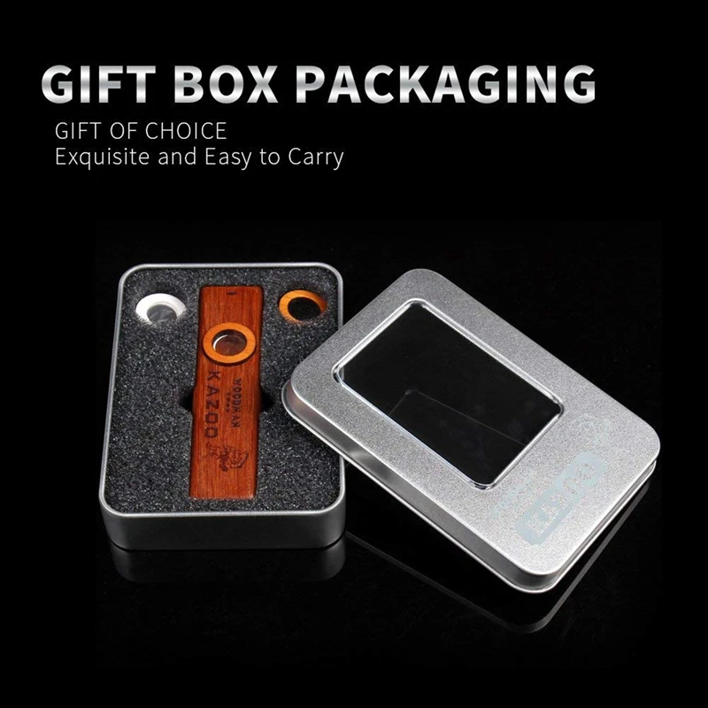 Kazoos de madeira para crianças e pessoas, instrumento requintado, fácil e se divertir, 2 PCs