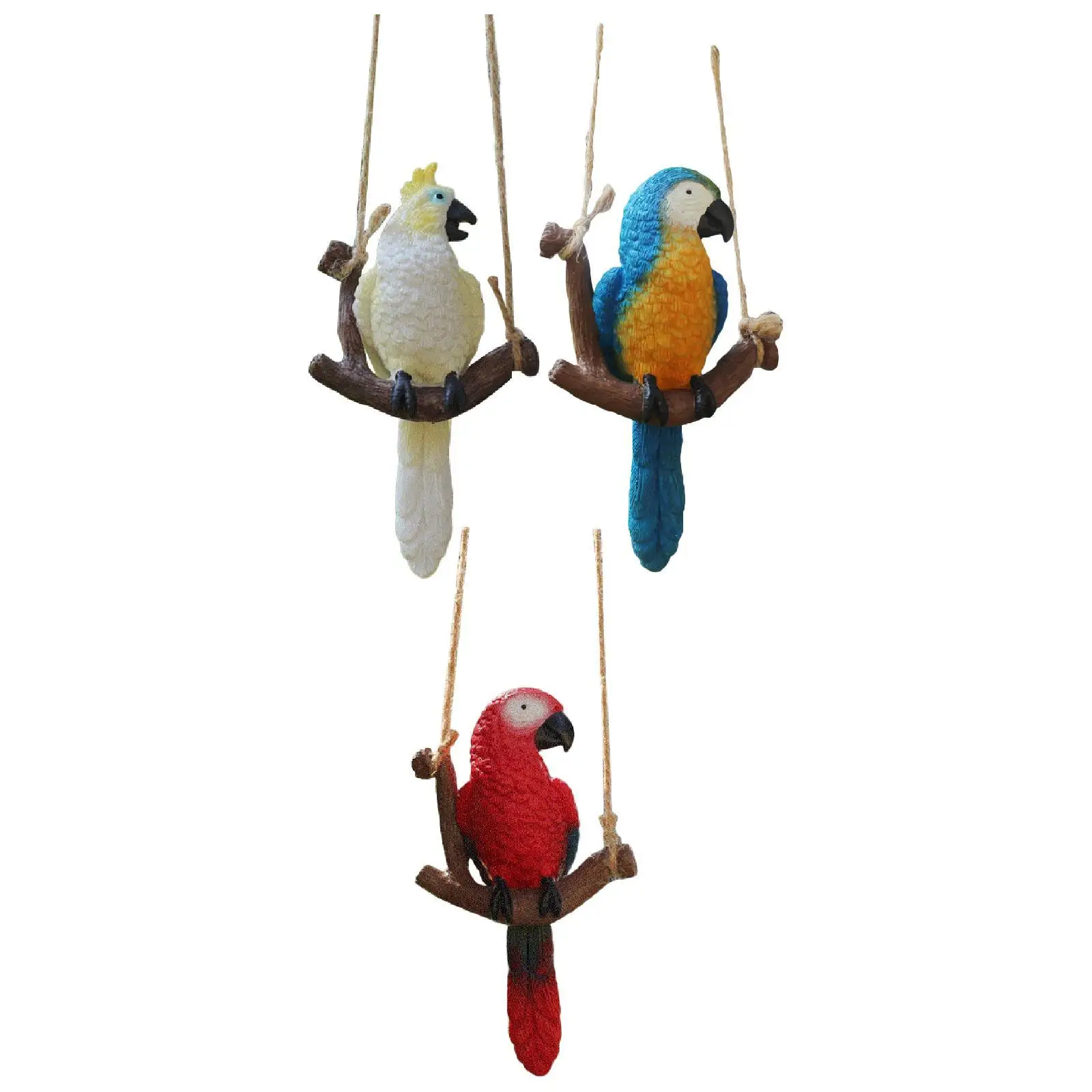 Resin Garden Bird Statue Decoration Lifelike Adorable Garden Parrot Figurine Hanging for Lawn Patio Indoor Outdoor Porch Garden