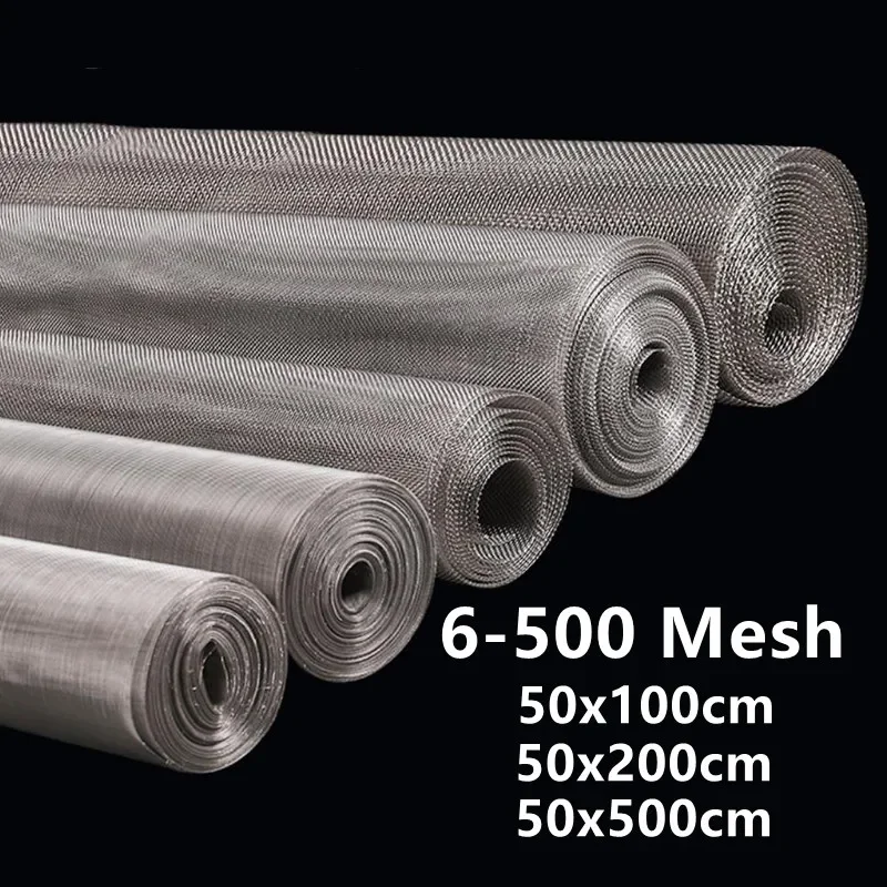 500x50cm 304 Stainless Steel Woven Wire Mesh Filtration Screen Mesh Screening Filter Sheet Screen Industrial Fix Tools Net