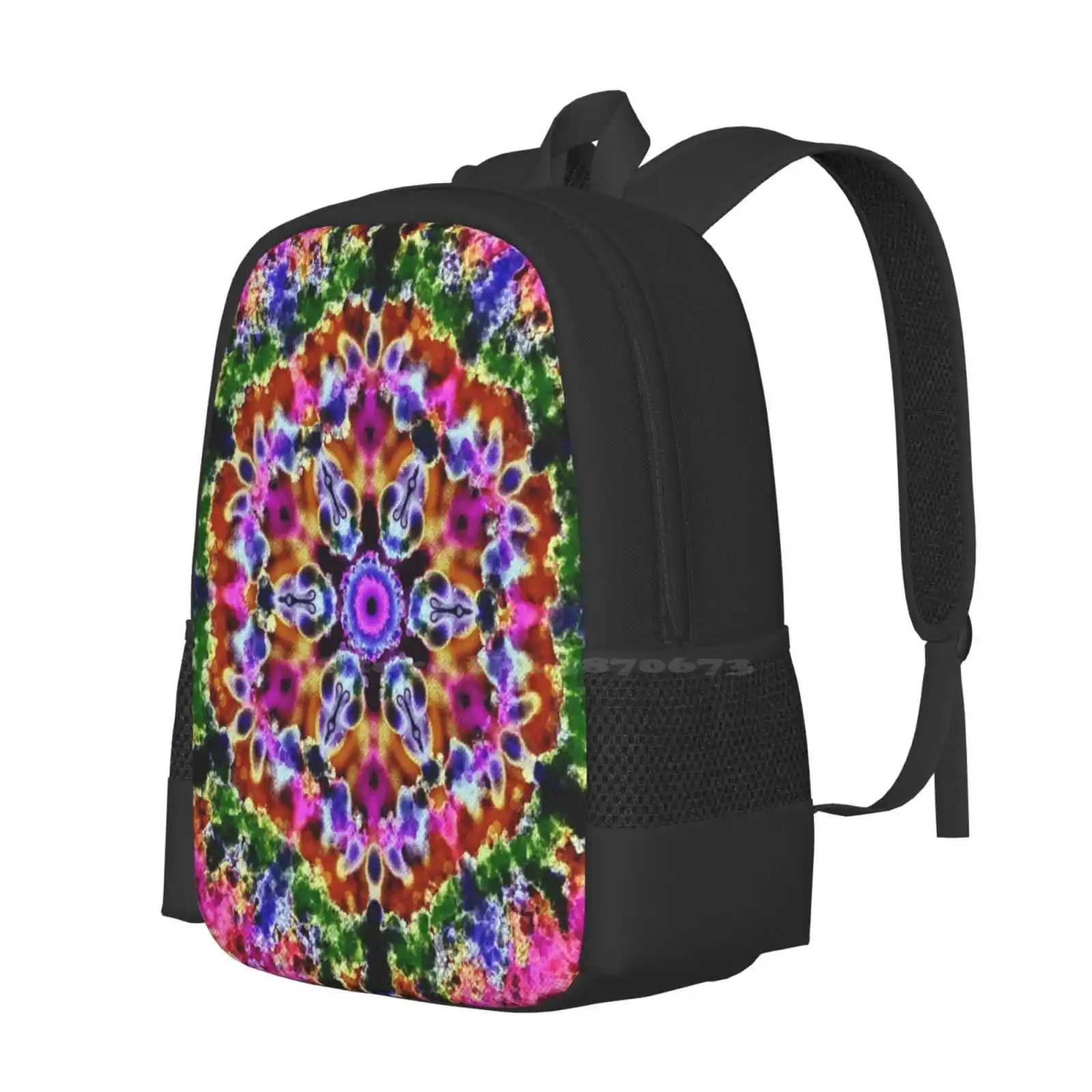 Mandala floral rosa e verde bolsa mochila para homens mulheres meninas adolescentes rosa e verde mandala colorido mandala arte