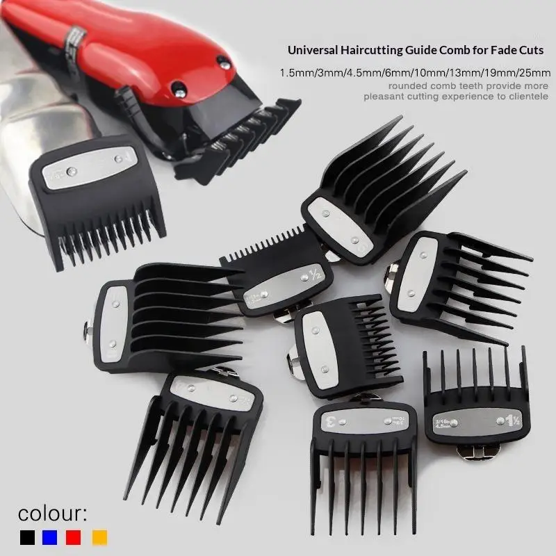 8-teiliges Set mit rutschfesten Aufsätzen für professionelle Haarschneidemaschinen, ideal als Zubehör für Friseure und für den Heimgebrauch. – Detail 4