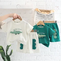 New Summer Baby Girls Boys Cotton Clothes Sets  Toddler Kids 3D Cartoon Crocodile T-Shirts Top and Shorts 2pcs/Set Outfits