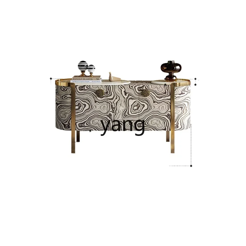 

LTT Light Luxury Style Sideboard Cabinet Living Room Home Marble Wall Storage Decorative Cabinet Entryway Cabinet
