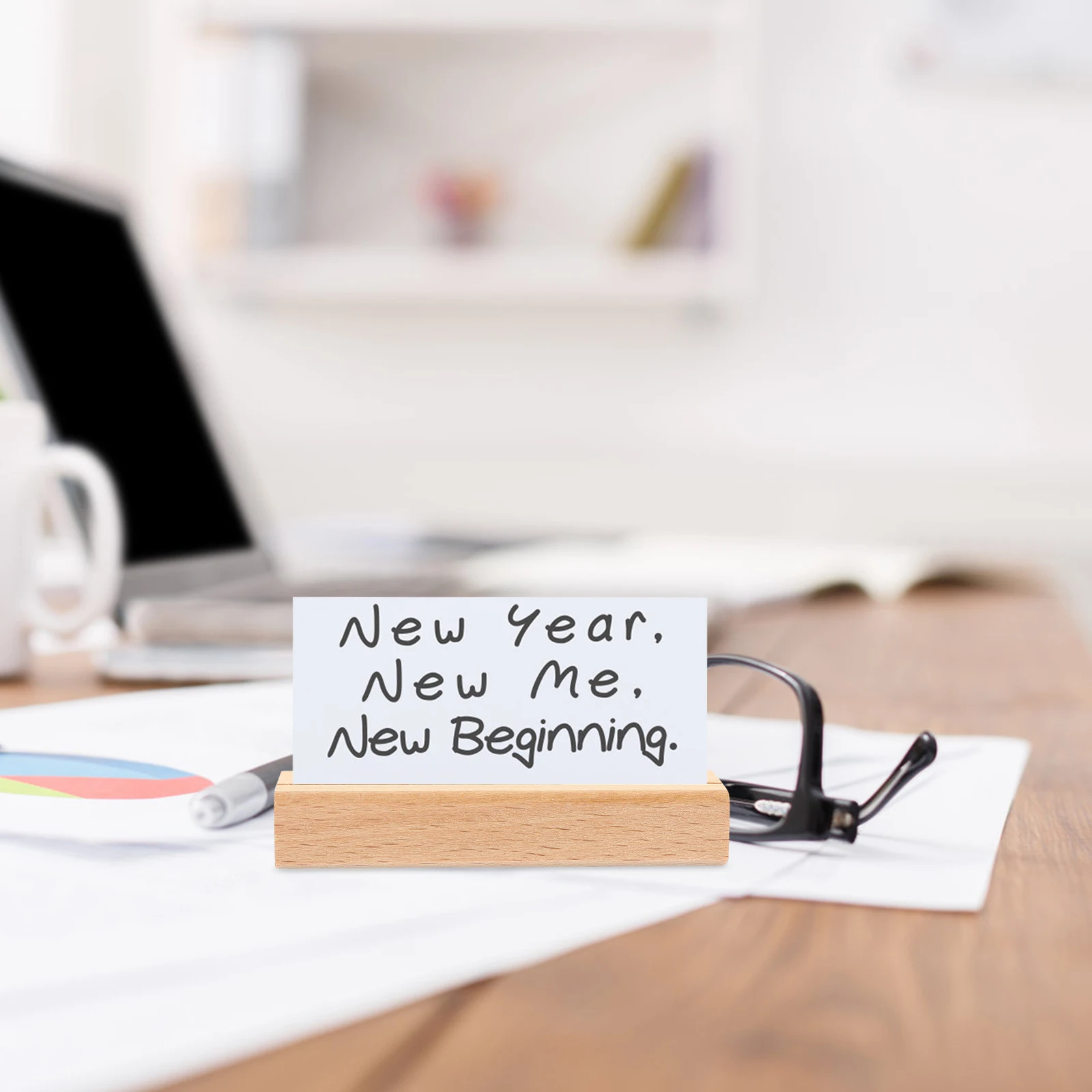 

6pcs Wooden Name Card Holders Office Accessories Business Cards Organizer Table Number Stands For Meetings Exhibitions