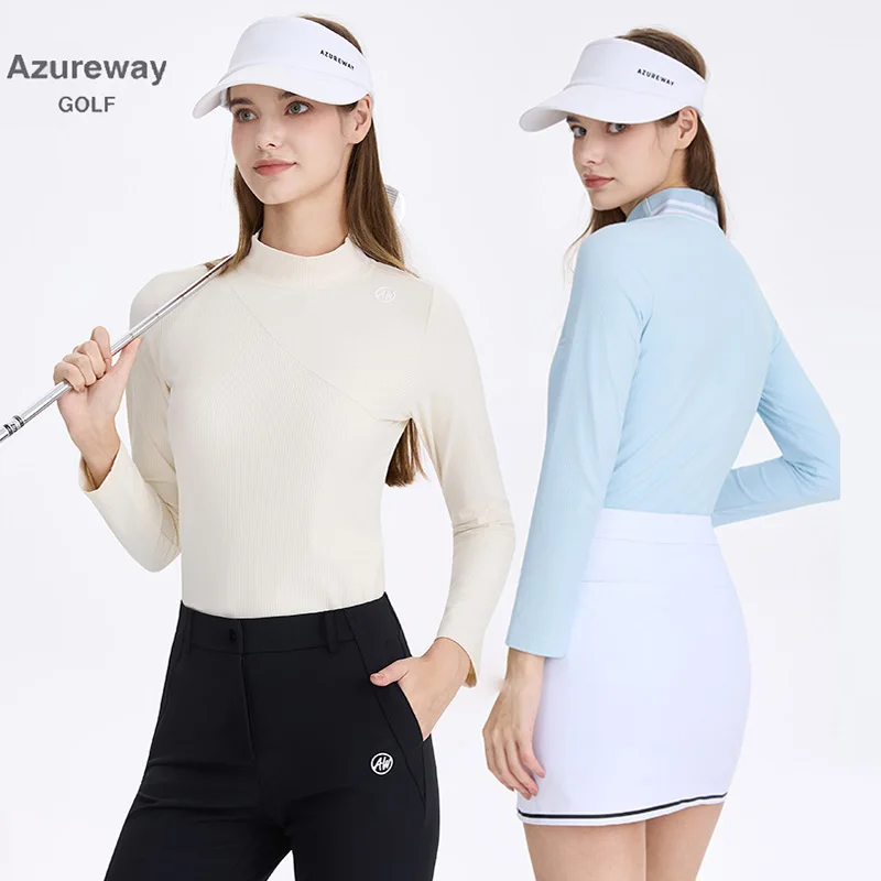 

Pgm Одежда для гольфа для женщин, весенне-осенние топы с длинными рукавами и круглым вырезом, женские однотонные эластичные мягкие рубашки, спортивная одежда для гольфа, S-XXL