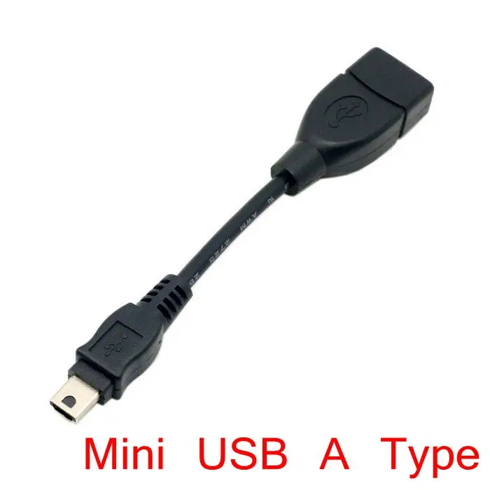 10CM Mini-USB 2.0 Type A & Mini USB2.0 Type B to USB Female OTG Cable DV DC USB2.0 MINI HOST Adapter Cable USB External Harddisk