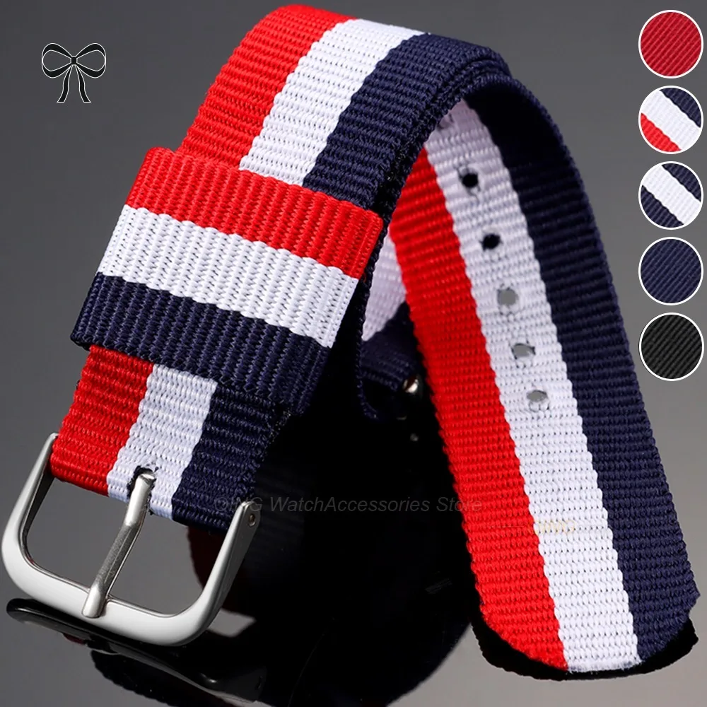 16mm 18mm 20mm Nylon Ribbed Watch Straps Universal Canvas Weave Watchband for Men Women's Watches Bracelet Replacement Wristbelt