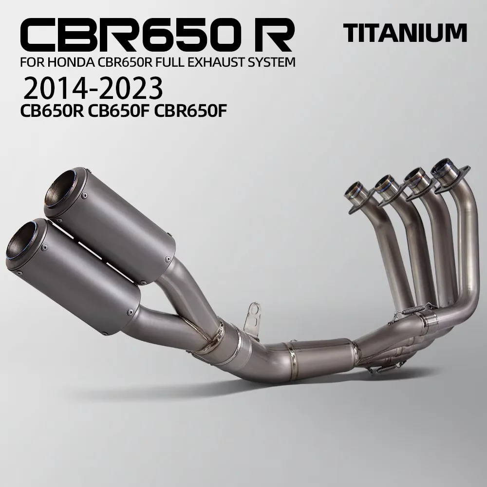 

Выхлопная система мотоцикла, полностью титановый передний коллектор, надеваемая линия, глушитель для Honda CB650R CB650F CBR650F CBR650R