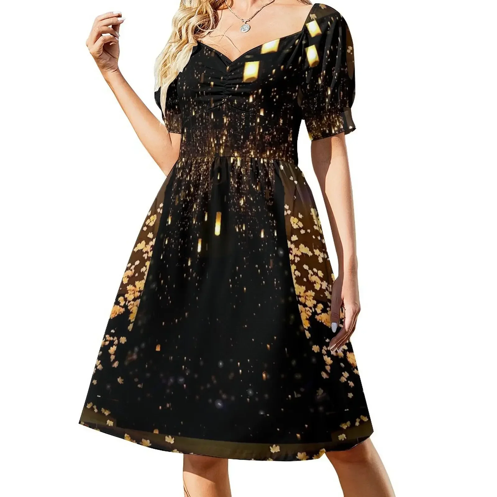 

Nicole and Austin viewing exhibit by Yayoi Kasuma Short-Sleeved Dress summer clothes ladies dresses for special occasion Dress