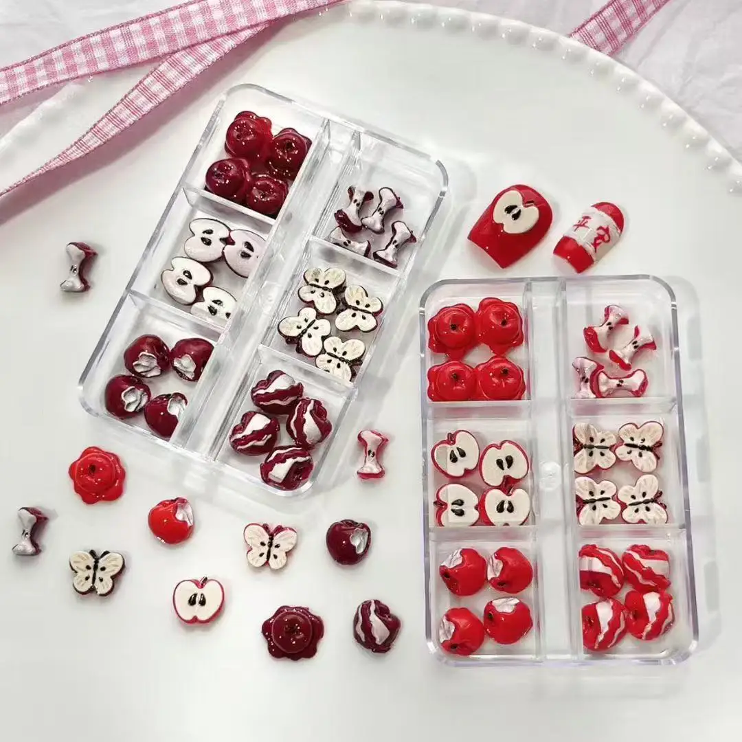 

Two styles of Apple Cute Cartoon Pattern Nail Decoration Accessories