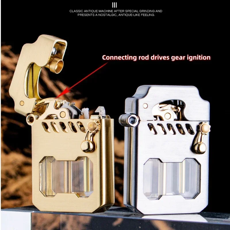 ZORRO Metal Mech High Quality Grinding Wheel One Click Launch Ignition Kerosine Lighter Visible Gas Window Lighters Smoking Gift