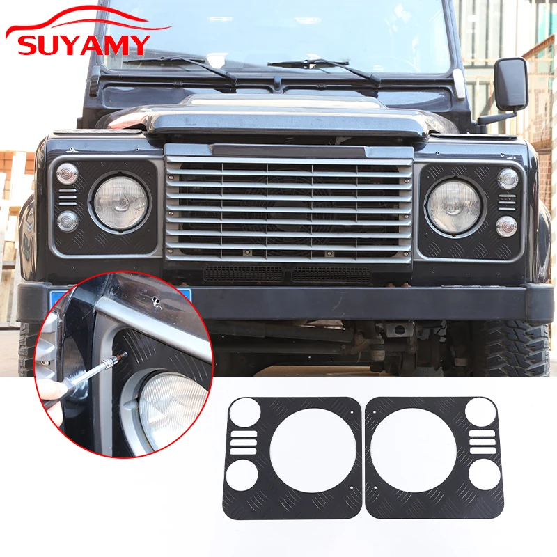 Aluminum Alloy Headlight Bezel Trim Cover For Land Rover Defender 2004-2019 Front Headlight Panel Cover Trim Accessories