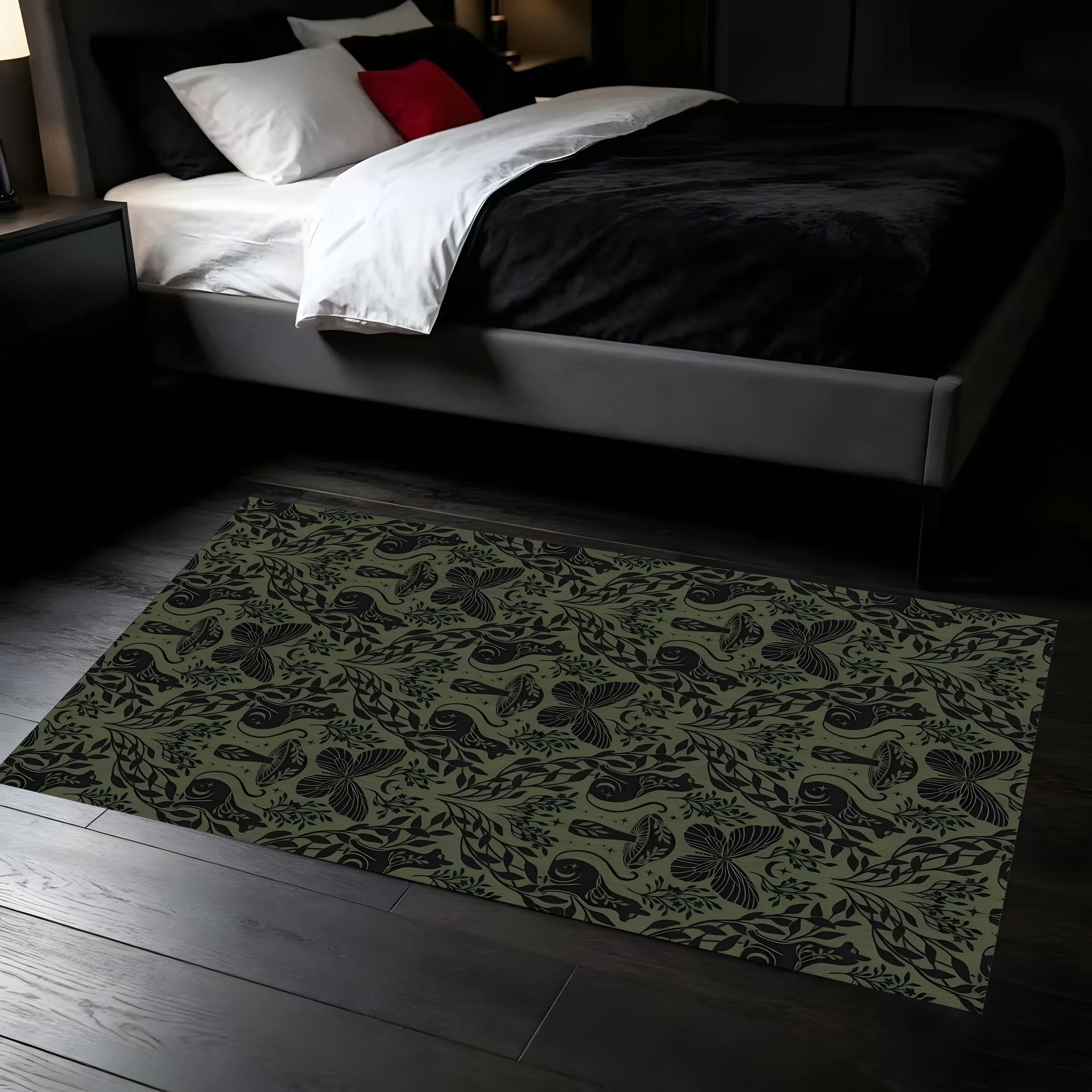 Four-Leaf Clover Print Medieval European Velvet Rug for Christmas New Year Living Room Bedroom Entryway Decor