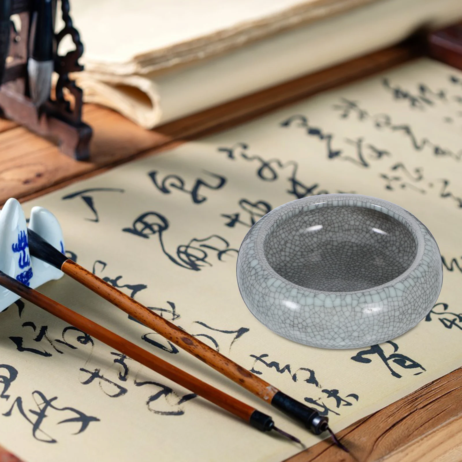 

Multifunctional Ceramic Ink Dish Polished Finish Use Ideal for Calligraphy Lovers Beginners Ink Water Dish Home