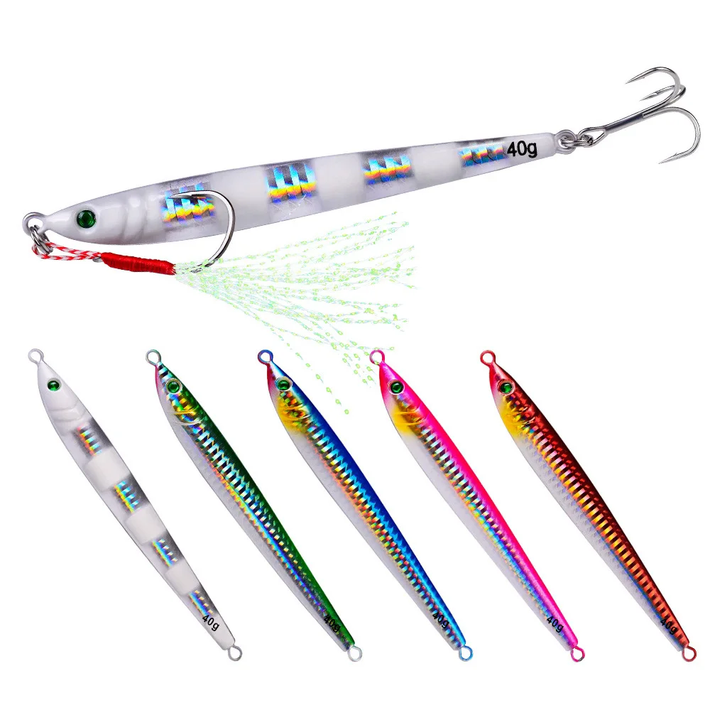 

1pcs Metal Fishing Bait 7g-28g Slow Spoon Sea Bass Hard Jig 5 Colors Fish Lure Casting Artificial Jigging Treble Hook Lure LF027