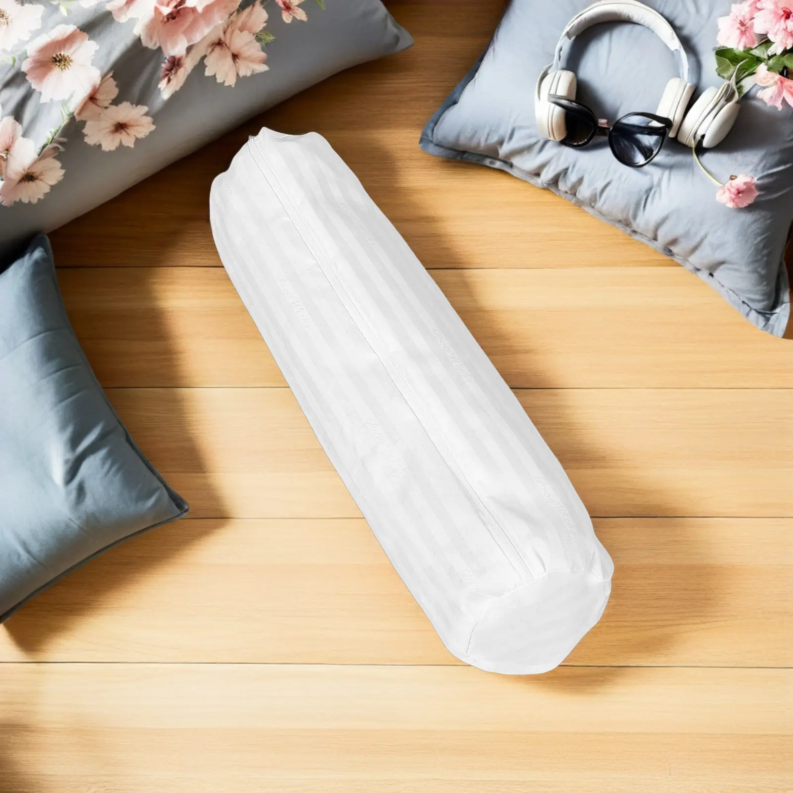 Cylinder Bolster Neck Pillow Cover Zippered Removable 20Cm Diameter 100Cm Length Round Lumbar Spine Support Pillowcase view 2