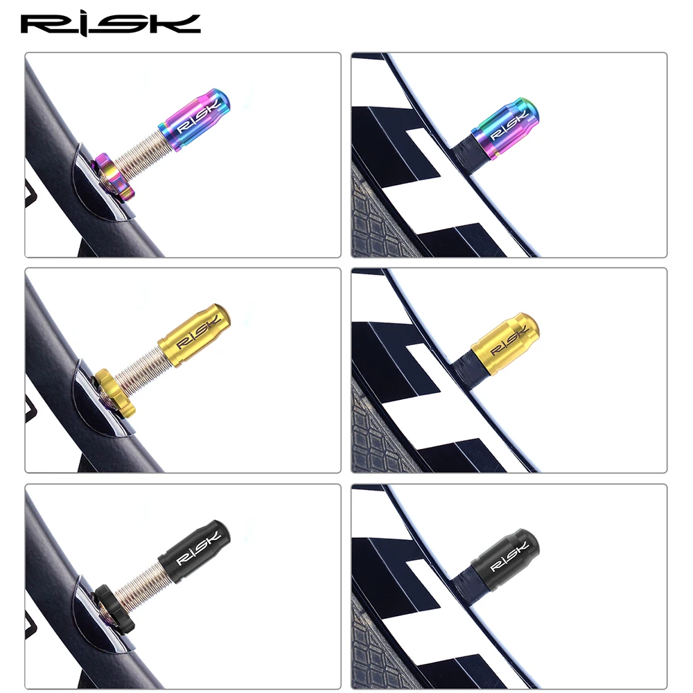 RISK Titanium Bicycle Tire Valve Cap With Nut/Wrench/Protection Sticker Set Road Bike Presta Valve Dust Proof Cover Accessories