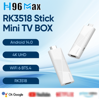 H96 MAX RK3518 TV Stick Android 14.0 White Black Mini TV BOX 4K WiFi 6 BT5.4 8GB/16GB Google Voice Mini Smart Streaming Dongle