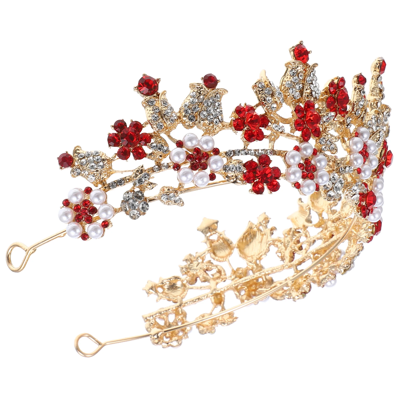 

1 Piece Bridal Tiara Crown Rhinestone and Imitation Pearl Wedding Headpiece Delicate Sparkling Headdress for Bride Bridesmaid