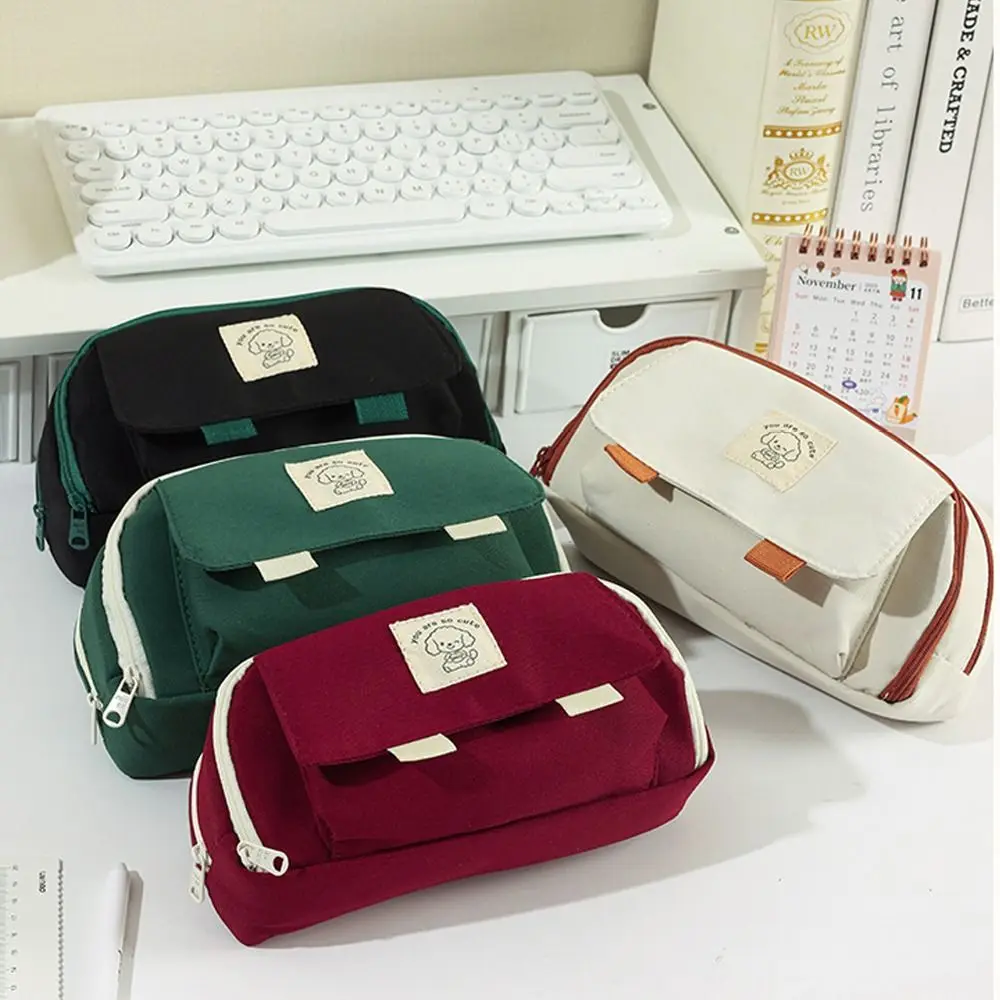 Astuccio per matite modello cane cartone animato Borsa per cancelleria multistrato di grande capacità Borsa di stoccaggio multifunzionale portatile