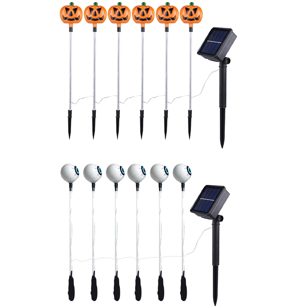 Lampe solaire au sol 62 globes oculaires, 8 modes, piquet de jardin, veilleuse LED pour Halloween jardin cour