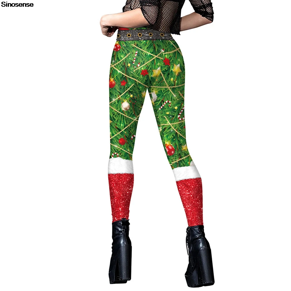 สตรีสูงเอวกางเกงขายาวคริสต์มาสน่าเกลียด 3D ตลกพิมพ์ใหม่ปี Xmas Leggins ยืด Tights Holiday Party คอสเพลย์ Leggings