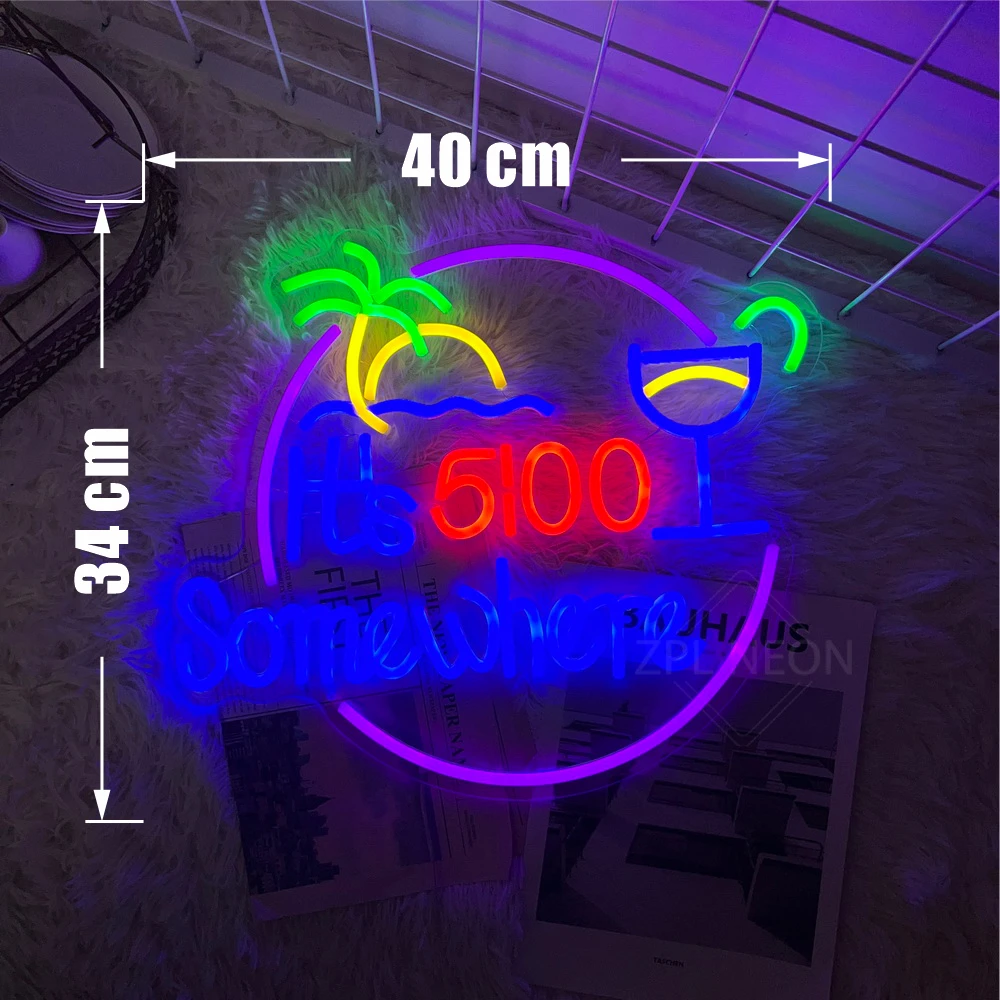 5:00 네온 LED 사인, 홈 바 클럽 펍 카페 룸 장식, 침실 벽걸이 네온 라이트 업 사인