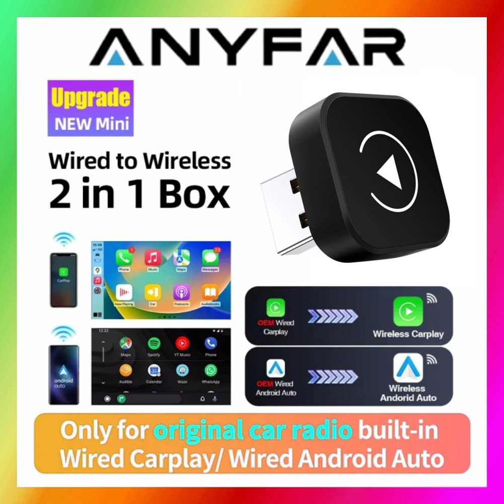 Wireless CarPlay Dongle Wireless Android Auto Adapter 2in1 Car Intelligent Systems AI Smart Box For Car With Wired CarPlay