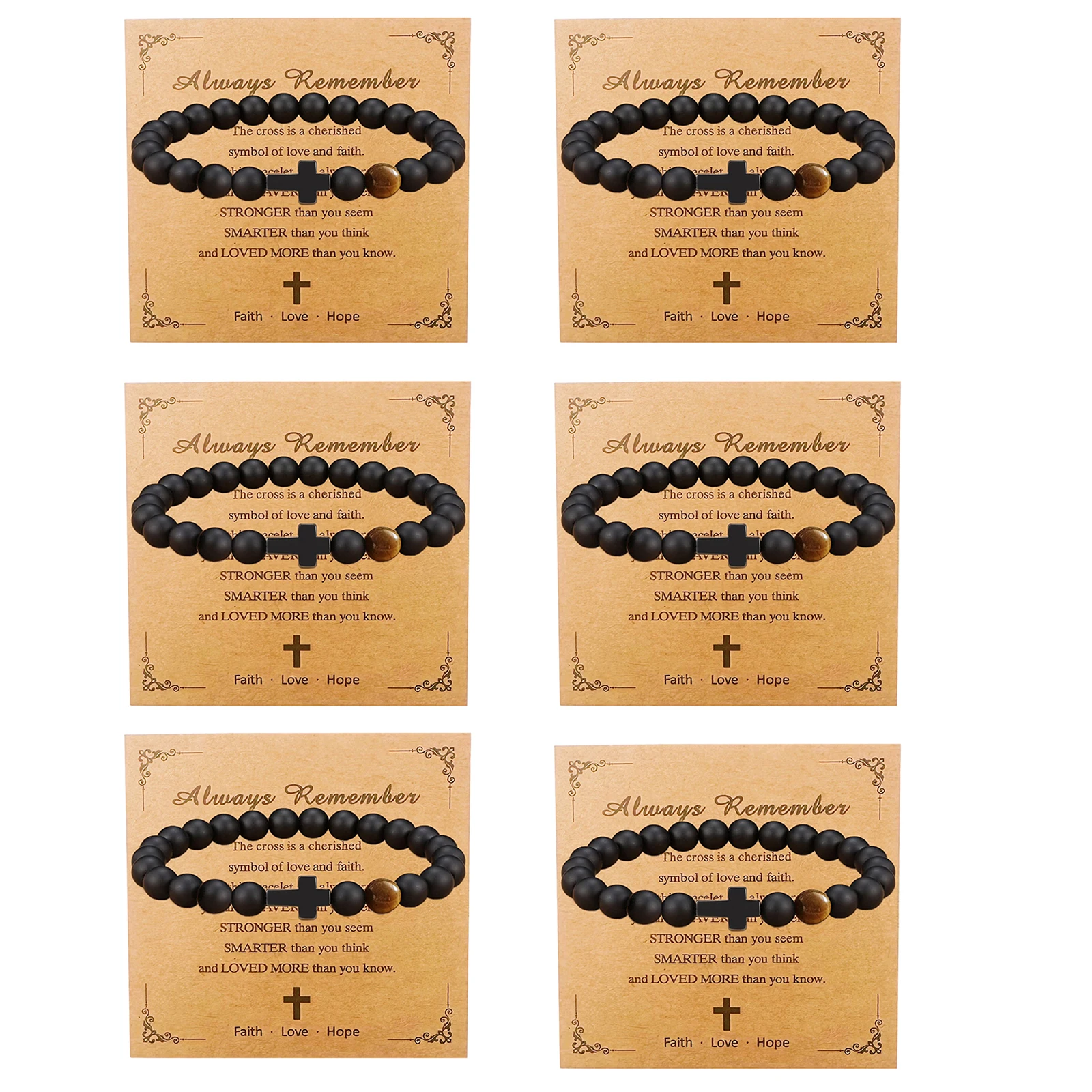 

6PCS/Set Cross Bracelet Christian Easter GiftsTrendy Stuff Inspirational Gifts Ideas Bracelet&Card Inspirational gifts for Daugh