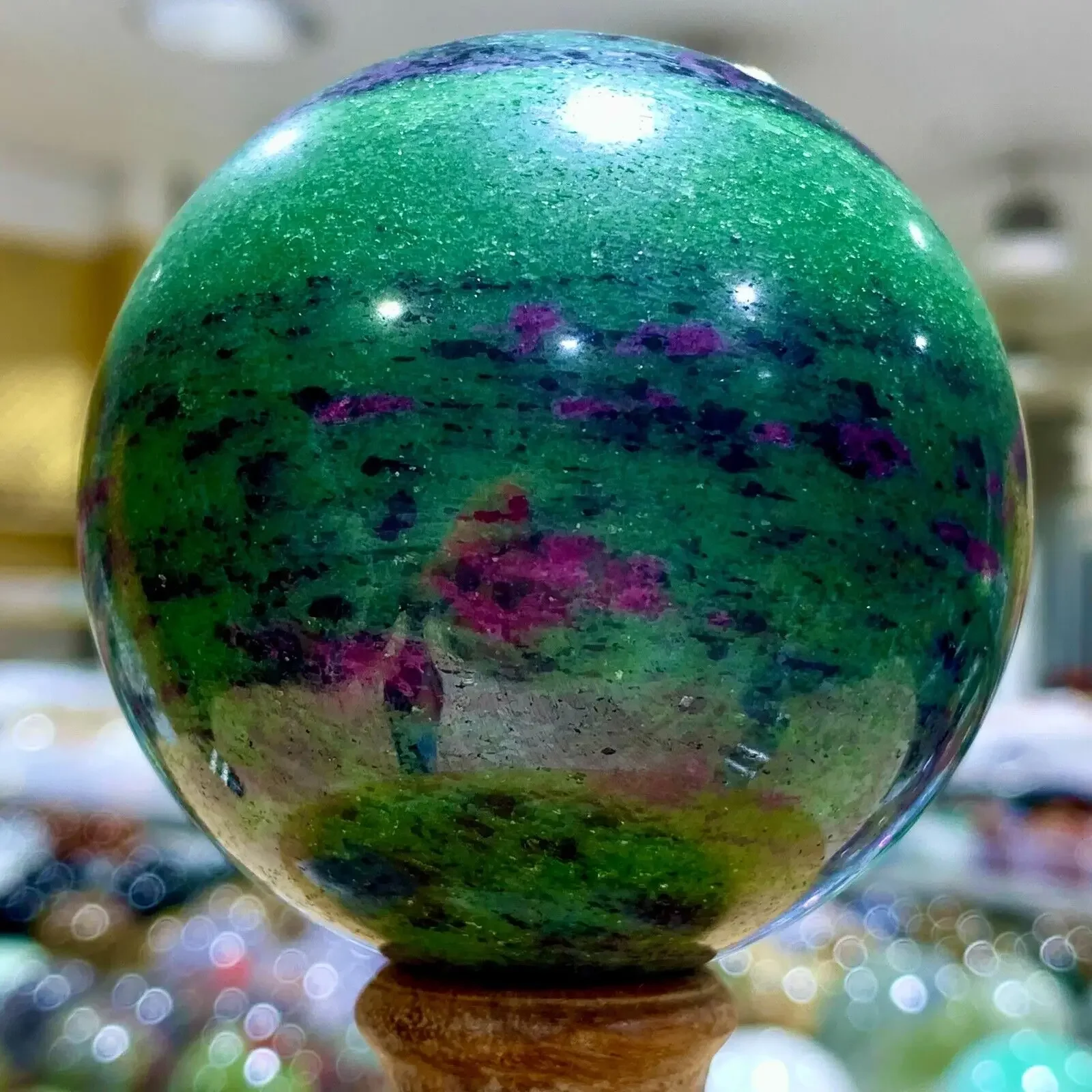 

Large Natural Ruby in Zoisite Gemstone Crystal Sphere Ball Healing