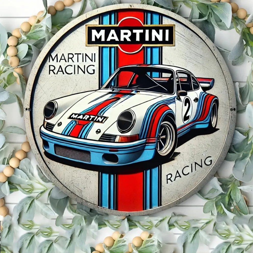 Room Decor Martini Racing Theme Metal Signage—Durable Tin Foil Engraved Wall Art—Perfect for Bedroom and Home Decor Enthusiasts