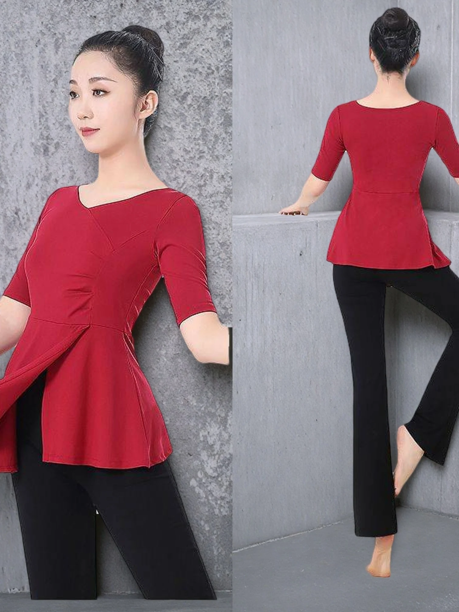 modal-dance-practice-suit-set-new-style-square-dance-national-classical-latin-modern-dance-clothing-women's-fitness-yoga-gear