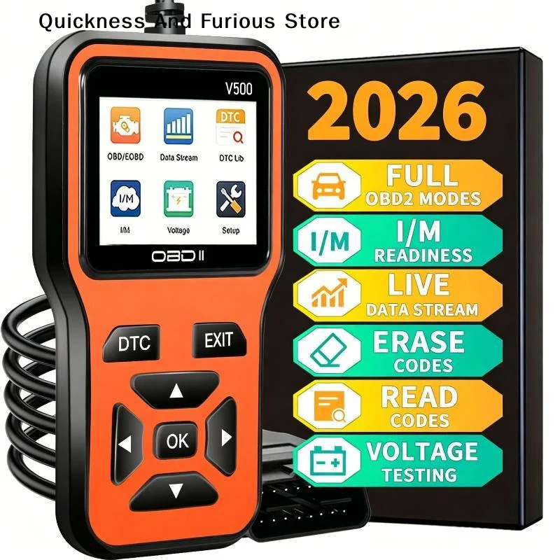 【MO】V500 OBD2 Scanner Auto Car Diagnostic Tool With Color Screen Code Reader And ECU Health Inspection Functionality