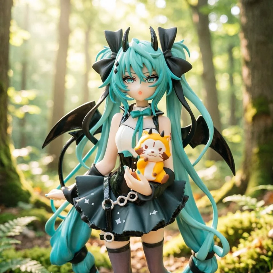 

19cm Anime Little Devil Hatsune Miku Action Figure Little Raccoon Dark Angel PVC Collection Model Animation Peripheral Ornaments