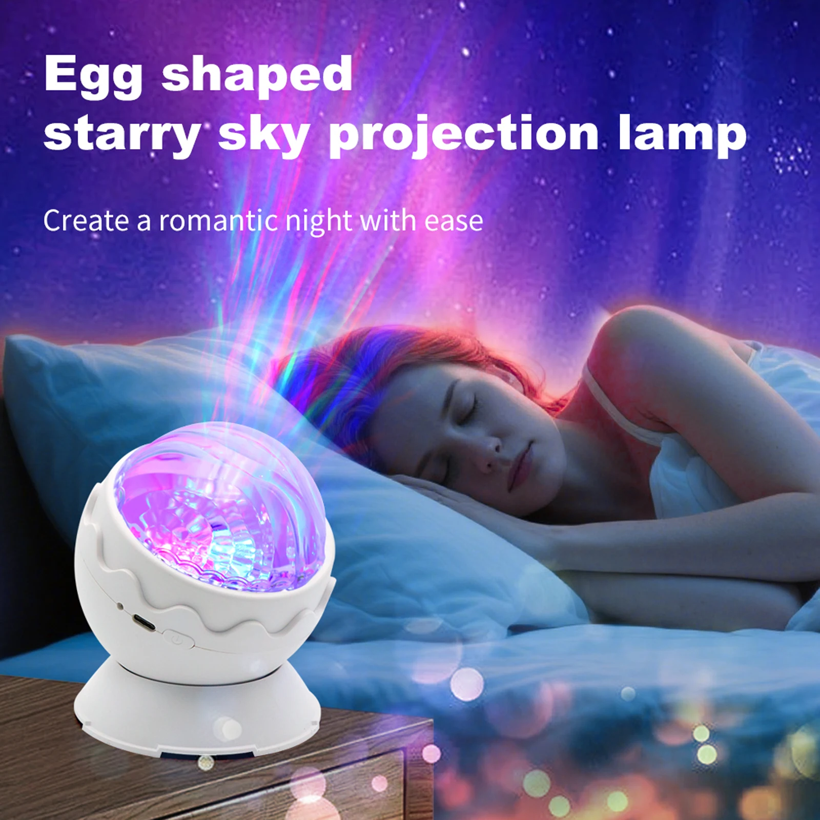 Proyector de techo de ola de mar, iluminación ambiental de humor con forma de huevo de dinosaurio, lámpara de proyector de galaxia 2 en 1 para dormitorio, sala de estar y fiesta