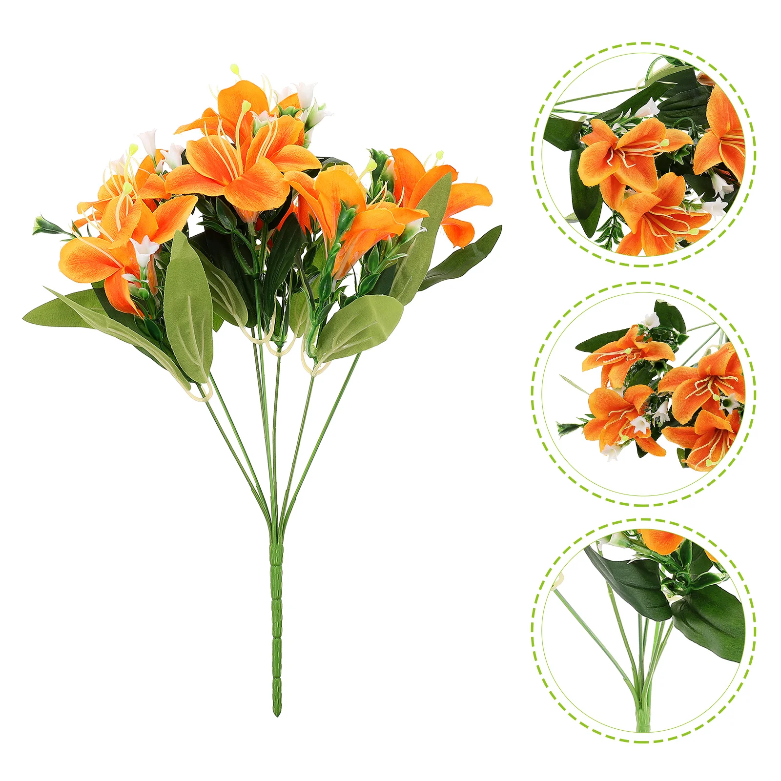 Plant Artificial Lily Ornamental Flower Plastic Decoration Decorate Fake Orange Realistic Greenery