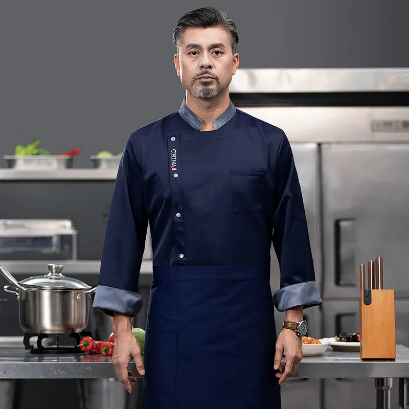 

Hotel Chef Overalls Long Sleeve Autumn and Winter Men's Restaurant Canteen S Kitchen Pastry Baking Work Wear Chef Uniform Suit