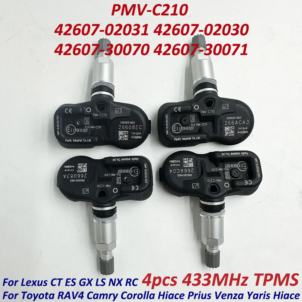 

4X PMV-C210 433MHz TPMS Tire Pressure Sensor For 2014-2016 Toyota Camry Corolla 42607-02031 42607-30070 42607-02030 42607-42021