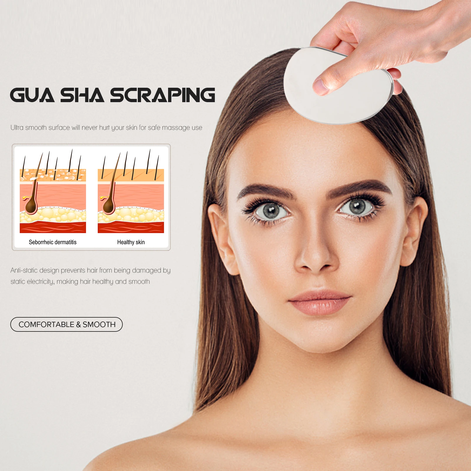 

Stainless Steel Gua Sha Massage Scraping Tool for Face Pain Relief Smooth Edges Corners Health Care Massager
